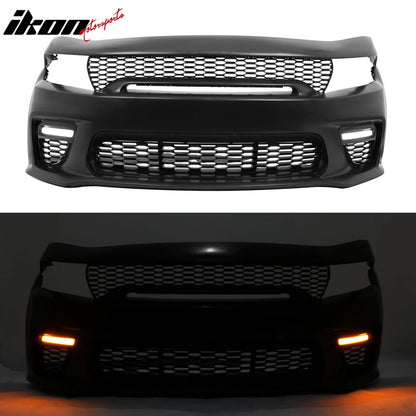 2015-2023 Dodge Charger Widebody Front Bumper Cover Pink Lip LED PP
