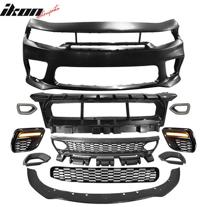 2015-2023 Dodge Charger Widebody LED Bumper Cover Matte Black Lip PP