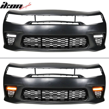 2015-2023 Dodge Charger Widebody LED Bumper Cover Matte Black Lip PP