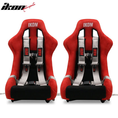 Universal Racing Bucket Seats W/4 Point 3" Belt Harness Grey