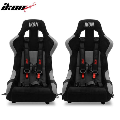Universal Racing Bucket Seats W/ Slider 4 Point 2" Belt Harness Black