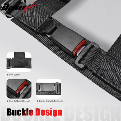 Universal Racing Seat Belt Harness 3" 4 Point Strap Buckle Nylon Black