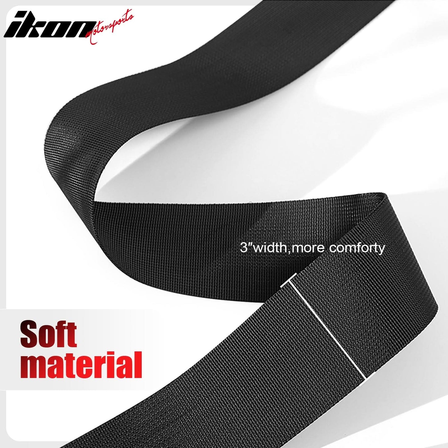 Universal 3" Wide 4 Point Buckle Racing Seat Belt Harness Nylon Black