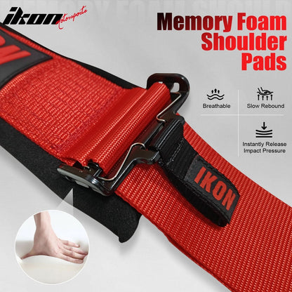 Universal 3" Wide 4 Point Buckle Racing Seat Belt Harness Nylon Red