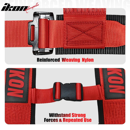 Universal 3" Wide 4 Point Buckle Racing Seat Belt Harness Nylon Red