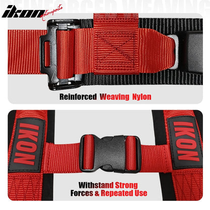 Universal 4 Point Racing Seat Belt Harness 2" Strap Buckle Red