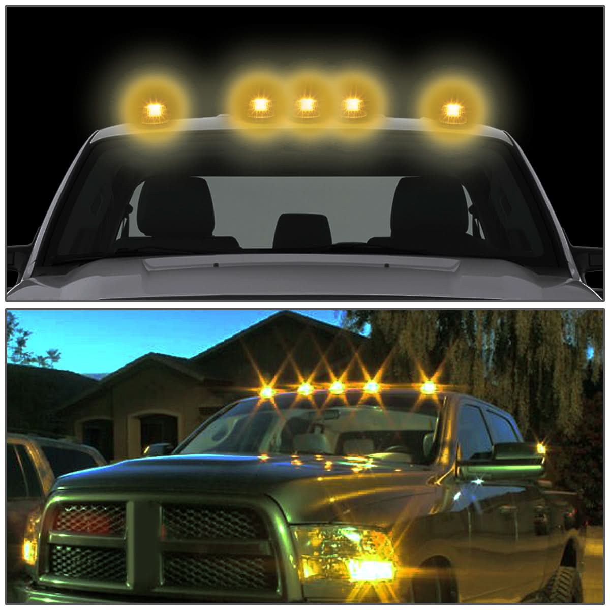 94-98 Dodge Ram 2500/3500 Cab Light - Smoke Housing Amber LED