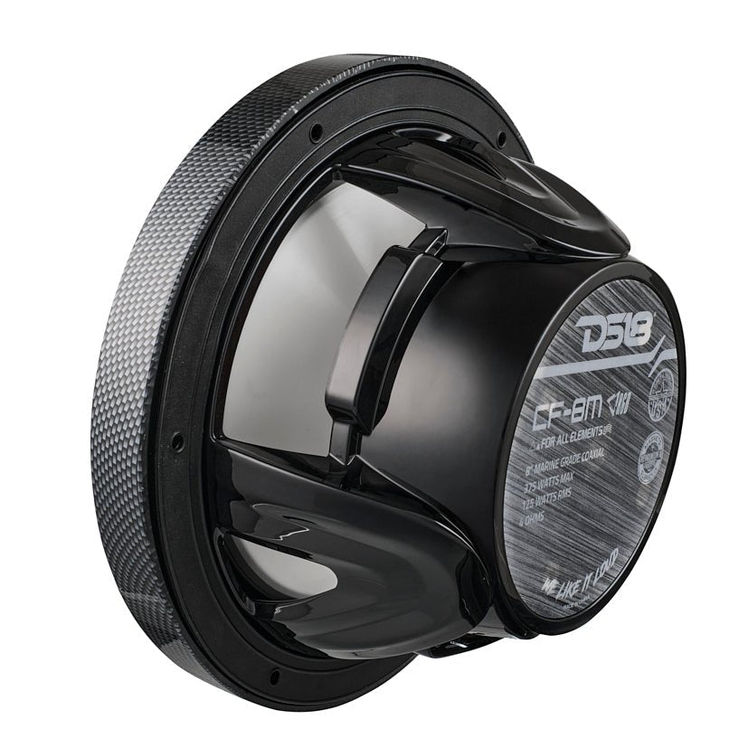 NXL 8" 2-Way Coaxial Marine Speaker With LED RGB Lights 125 Watts Rms 4-Ohm - Black Carbon Fiber