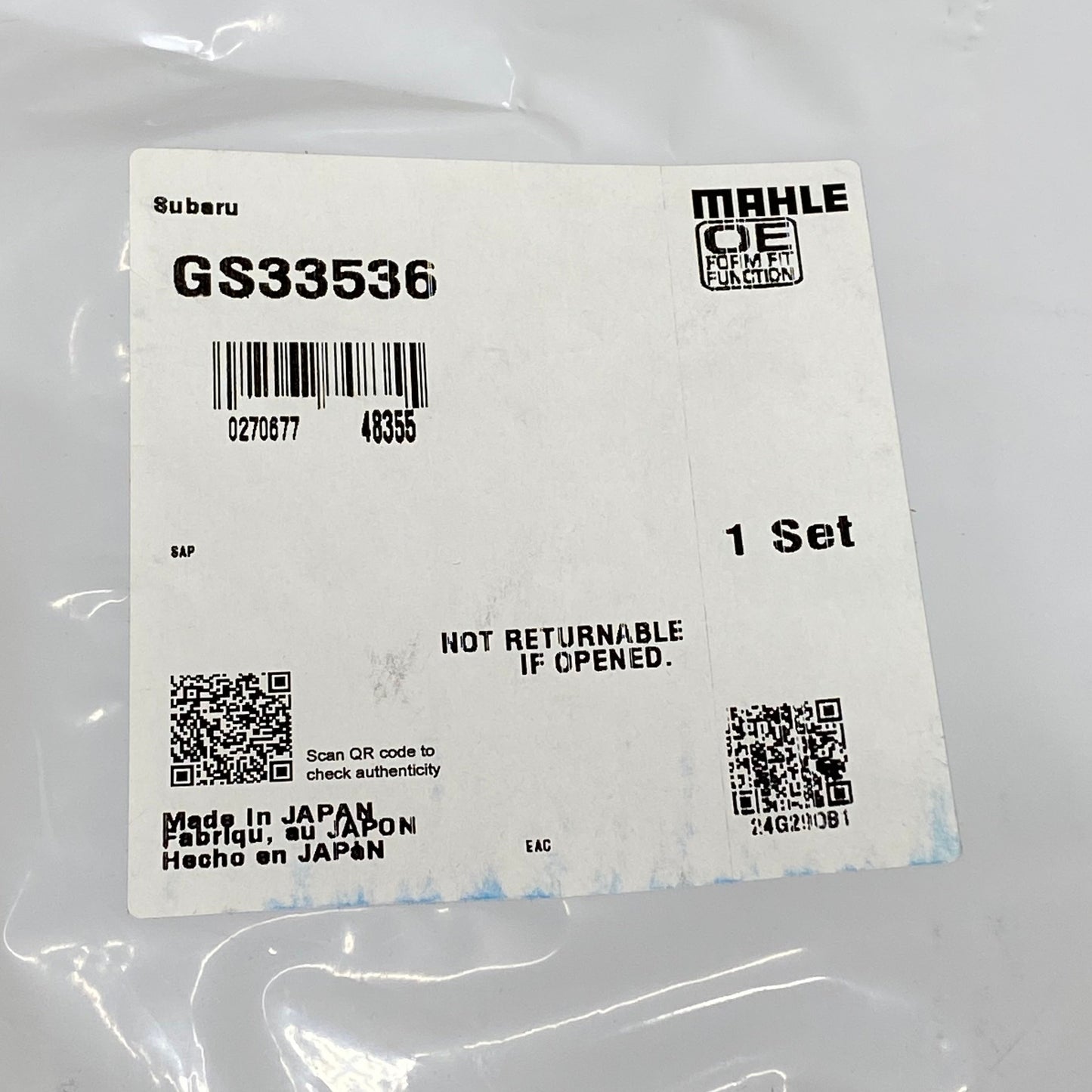 MAHLE TurboCharger Mounting Gasket Set GS33536