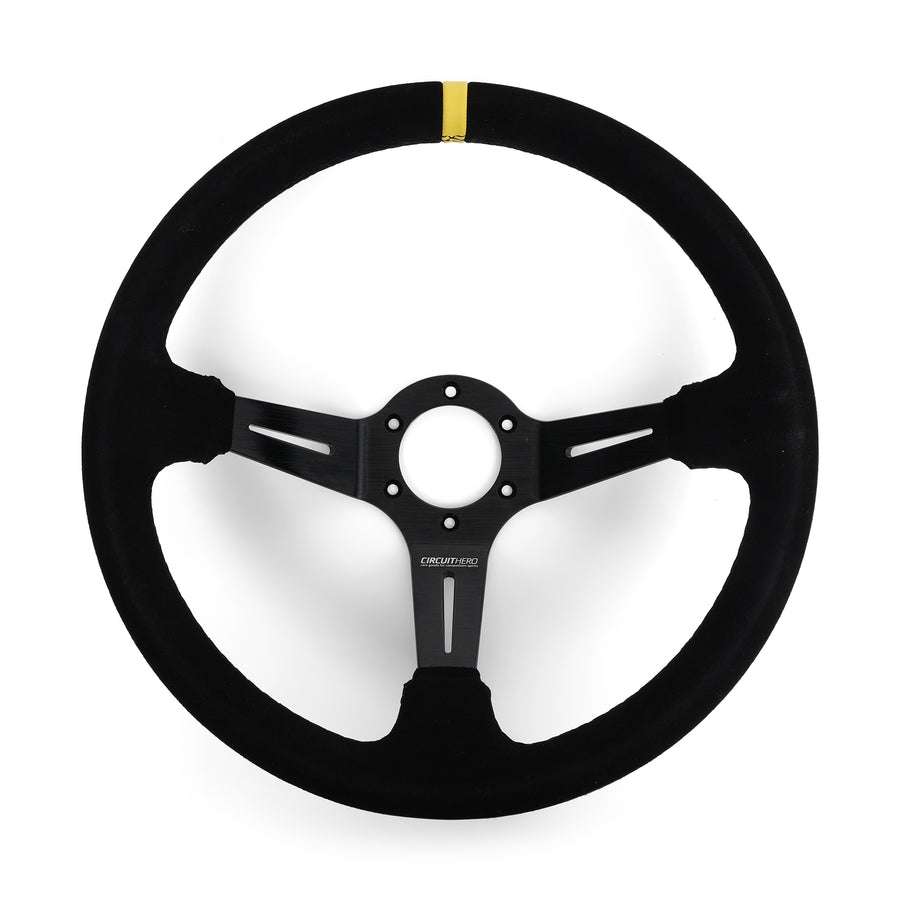 Circuit Hero 3 Spoke Steering Wheel with Slots 350mm/97mm Dish 6 Bolt