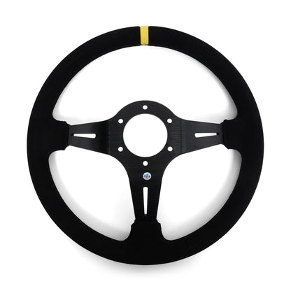 Circuit Hero 3 Spoke Steering Wheel with Slots 350mm/97mm Dish 6 Bolt