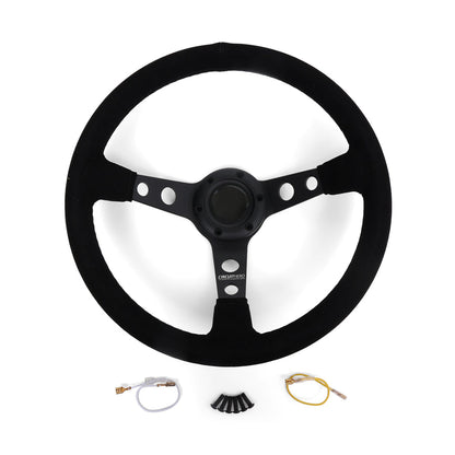 Circuit Hero 3 Spoke Steering Wheel with Holes 345mm/70mm Dish 6 Bolt