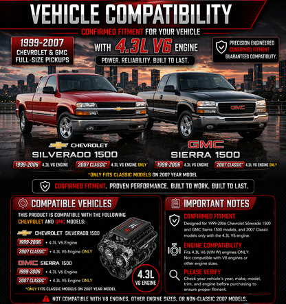 Cold Air Intake Kit For 1999-2006 Silverado 1500 & 2007 CLASSIC 4.3L V6 | Rtunes Racing | CI-CH-06