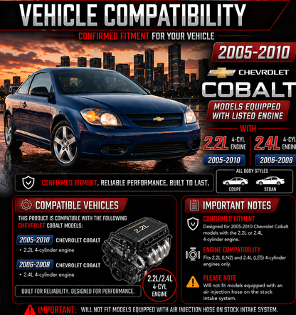 Cold Air Intake Kit For 2005-2010 Cobalt 2.2L & 05-08 Cobalt SS 2.4L | Rtunes Racing | CI-CH-08