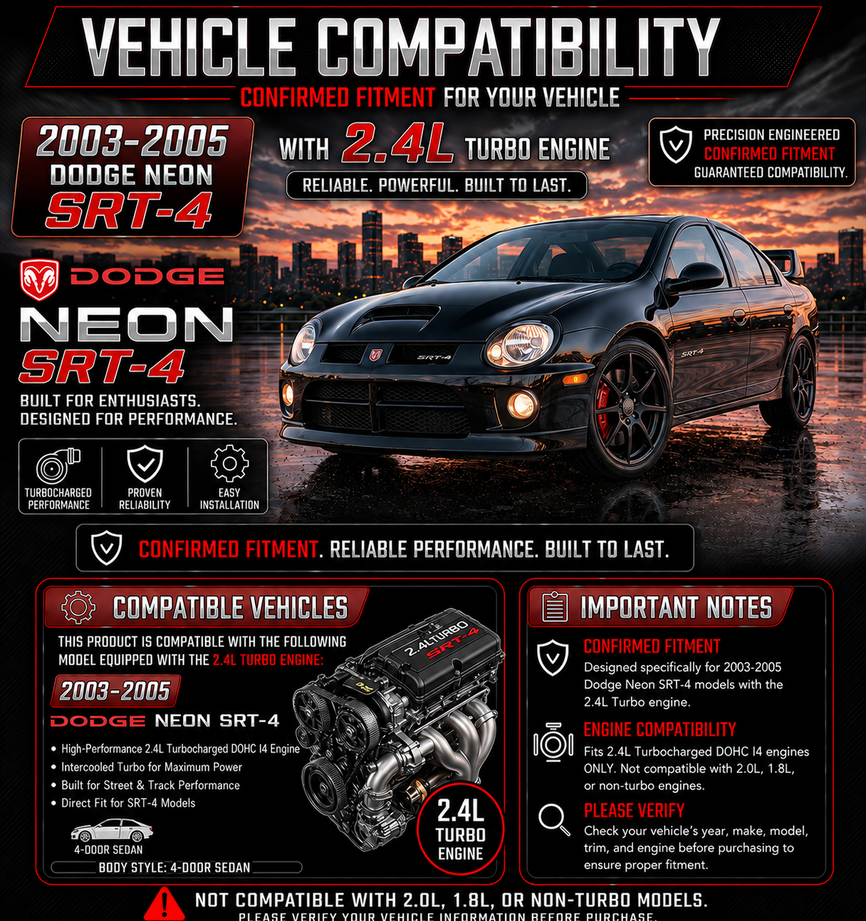 Cold Air Intake Kit For 2003-2005 Dodge Neon Srt-4 2.4L | Rtunes Racing | CI-DG-04
