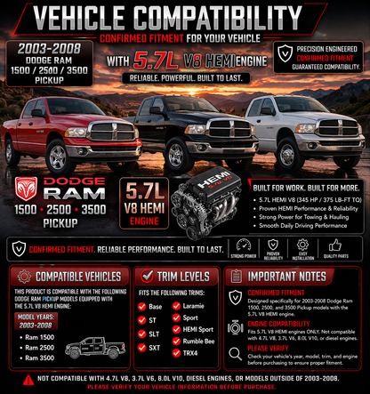 Cold Air Intake Kit For 2003-2008 Ram 1500 2500 3500 5.7L V8 | Rtunes Racing | CI-DG-07