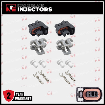 Delphi Fuel Injector Connector Kit Multec 2 Plug W Lock - Pins & Seals Set of 2
