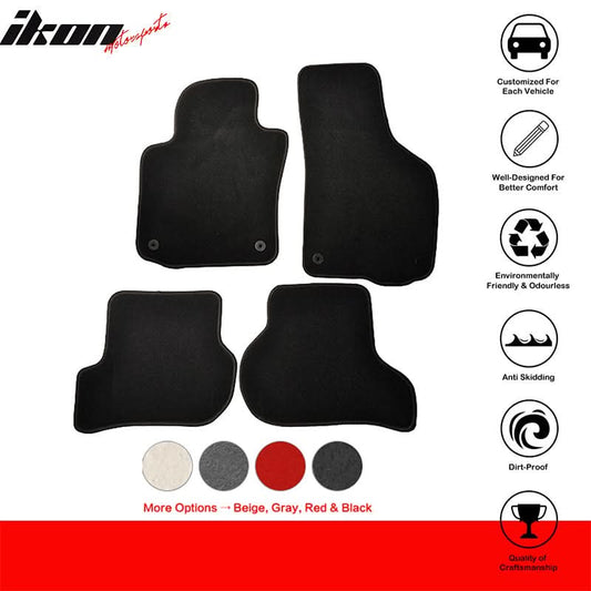 Car Floor Mat for 2006-2009 Volkswagen Golf Rabbit GTI Black 4PC Nylon