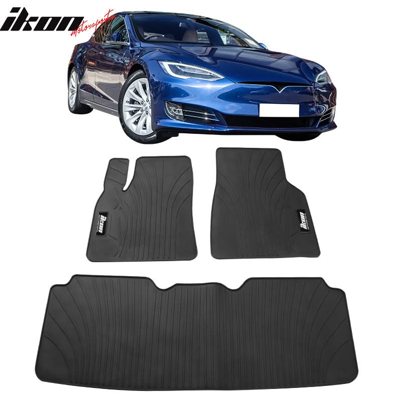 2012-2019 Tesla Model S Latex Floor Mats All Weather Carpet Black