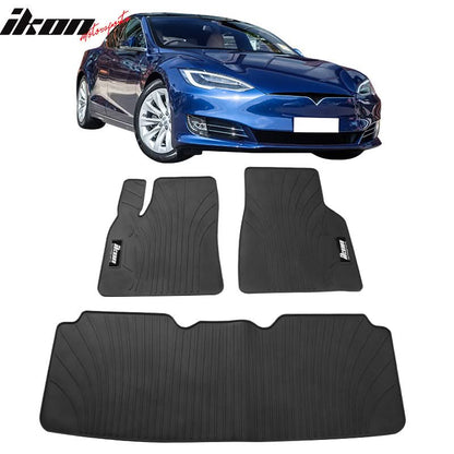2012-2019 Tesla Model S Latex Floor Mats All Weather Carpet Black