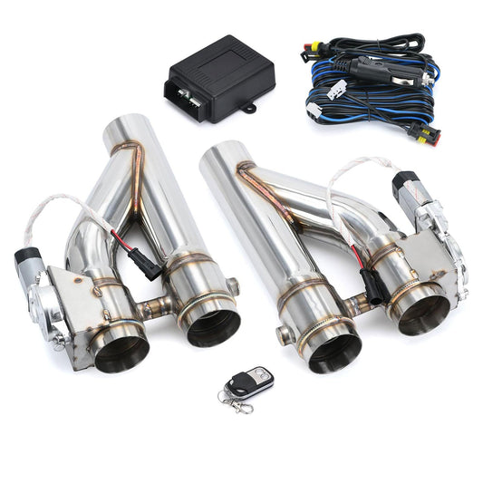 Universal 3 Inch Dual Stainless Steel Exhaust Valve Pipe Kit 2PC