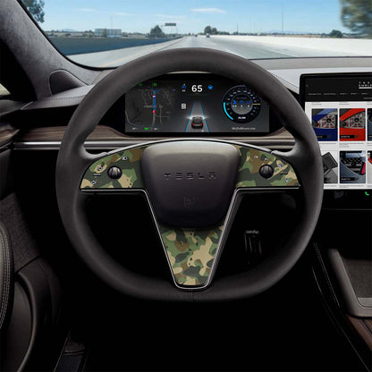 Camo Tesla Steering Wheel Trim Decal Kit (3pcs) | Model X ’21-26
