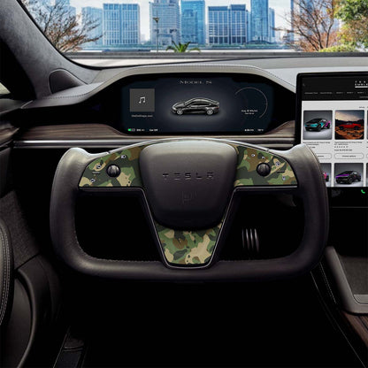 Camo Tesla Steering Wheel Trim Decal Kit (3pcs) | Model S ’21-26