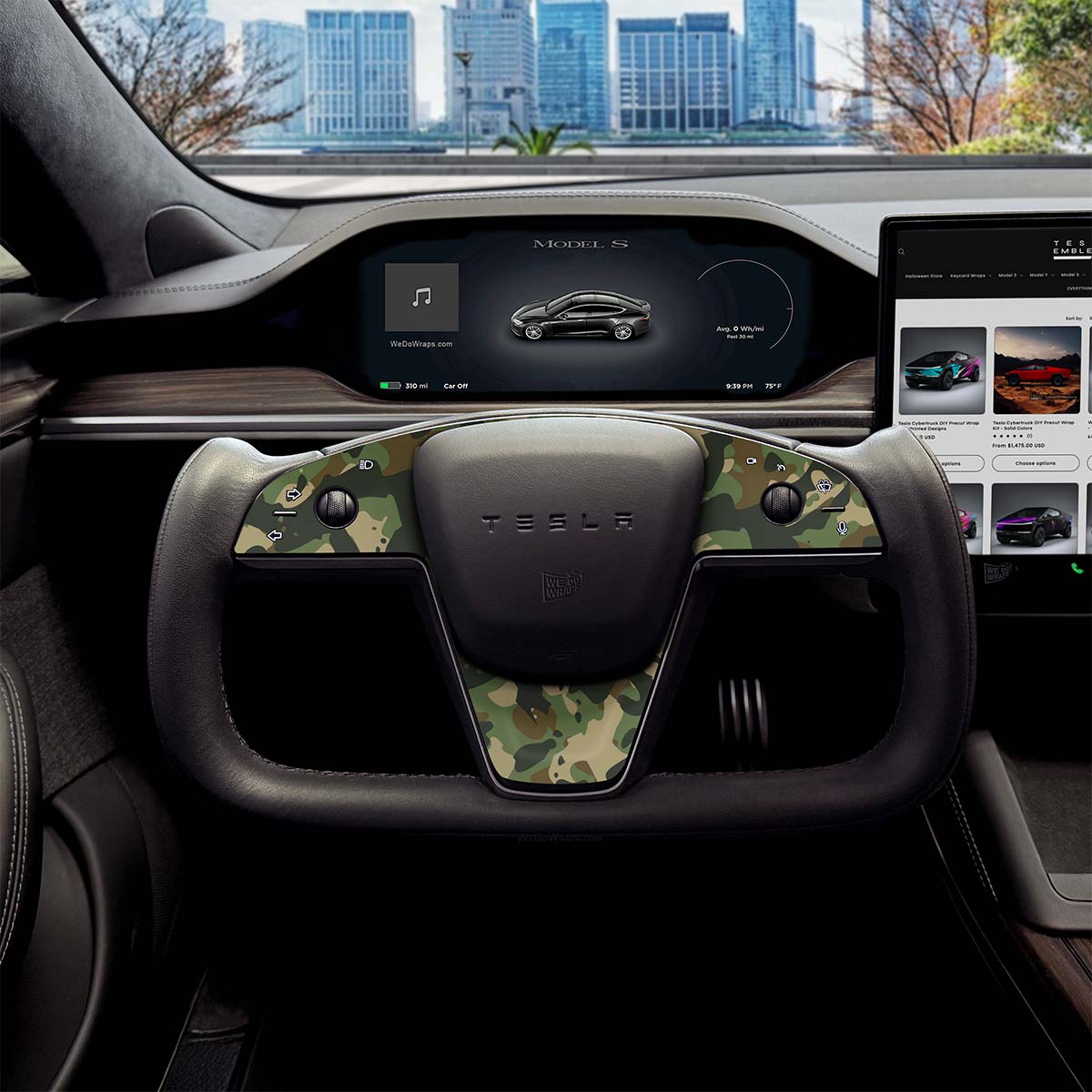 Camo Tesla Steering Wheel Trim Decal Kit (3pcs) | Model X ’21-26
