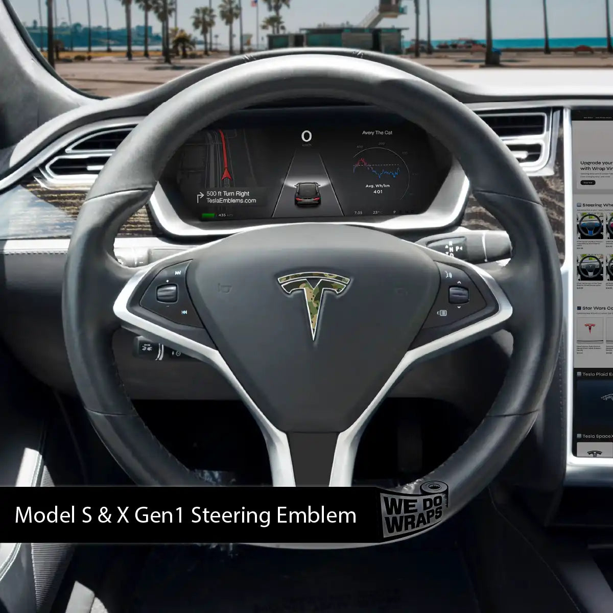 Camo Tesla Steering Wheel Wrap | Model S