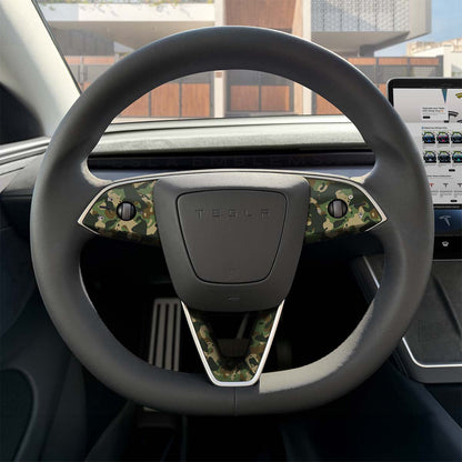 Camo Tesla Steering Wheel Trim Decal Kit (3pcs) | Model 3