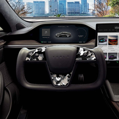 Camo Tesla Steering Wheel Trim Decal Kit (3pcs) | Model S ’21-26