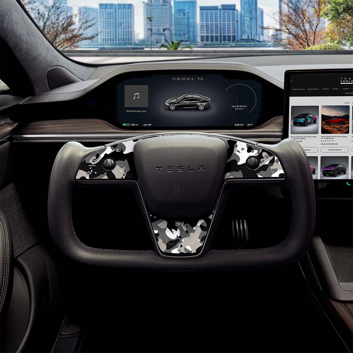 Camo Tesla Steering Wheel Trim Decal Kit (3pcs) | Model X ’21-26