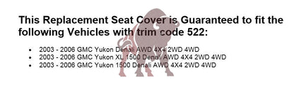 2003-2006 GMC Yukon Denali Seat Cover in 2 Tone Tan: Choose From Variants