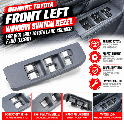 GENUINE TOYOTA 91-97 LC FRONT LEFT ARMREST PANEL WINDOW SWITCH BEZEL 74232-60070