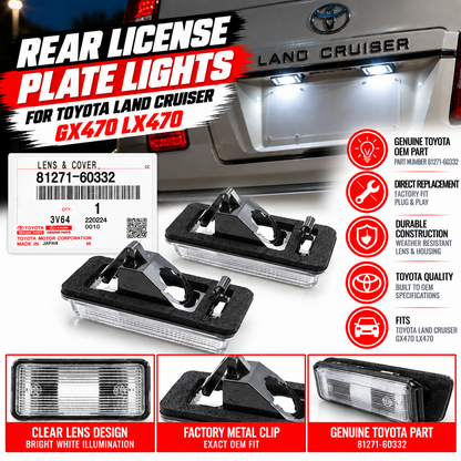 NEW GENUINE TOYOTA LAND CRUISER GX470 LX470  REAR LICENSE PLATE LIGHT LENS 2PCS