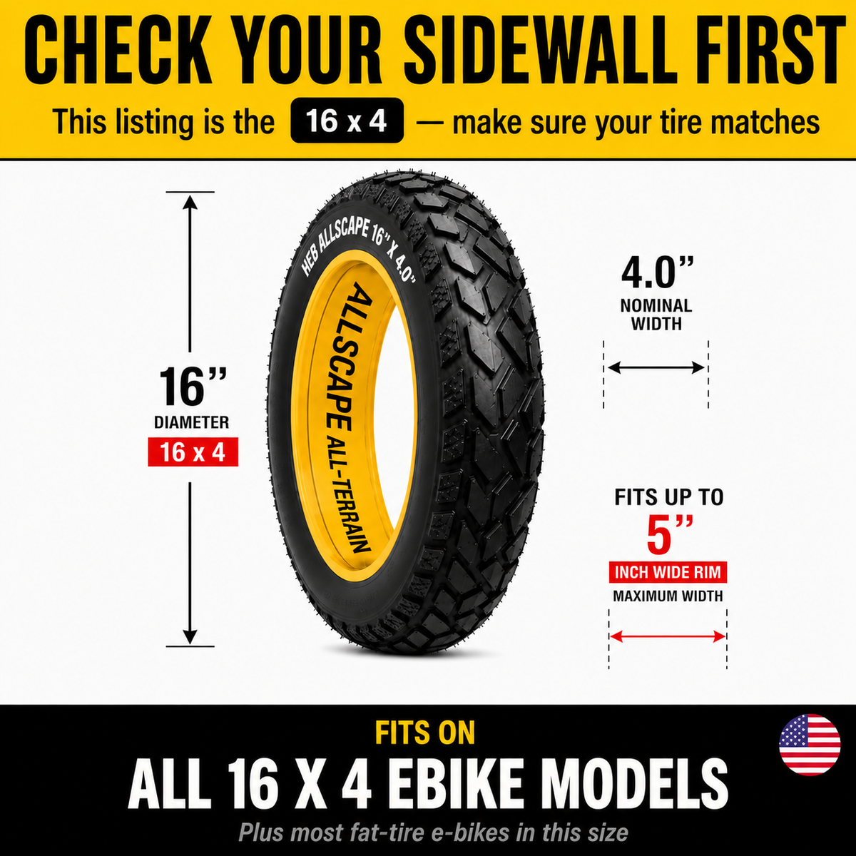 HEB ALLSCAPE® BUNDLE Fat Tires-  SET OF 16"x 4.0" (2) Tires, (2)Tubes, and an Electric Tire Inflator