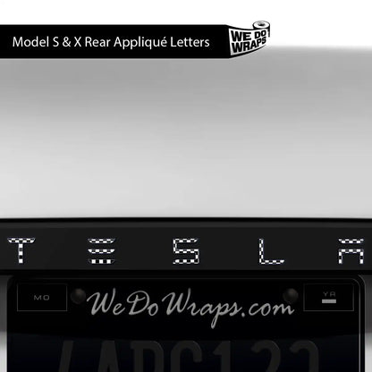 Checkered Tesla Emblem Decals (Front + Back) | Model X