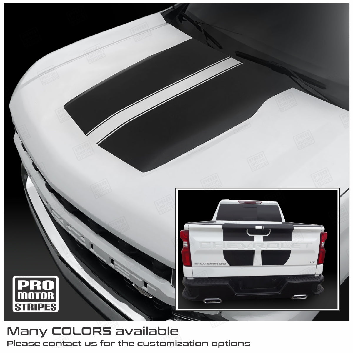 Chevrolet Silverado 2019-2026 Hood and Tailgate Stripes Decals