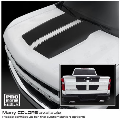 Chevrolet Silverado 2019-2026 Hood and Tailgate Stripes Decals