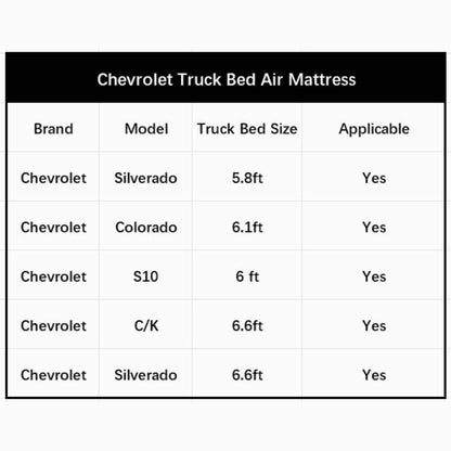 5.5-5.8 ft | 6-6.5ft Chevrolet Truck Bed Air Mattress
