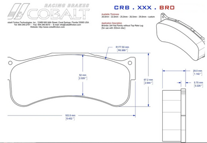 Cobalt Brake Pads Porsche 992 GT3 Cup Car Brake Pads