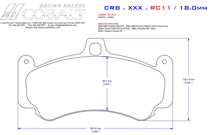 Cobalt Brake Pads RC11 Brake Pads (Front)