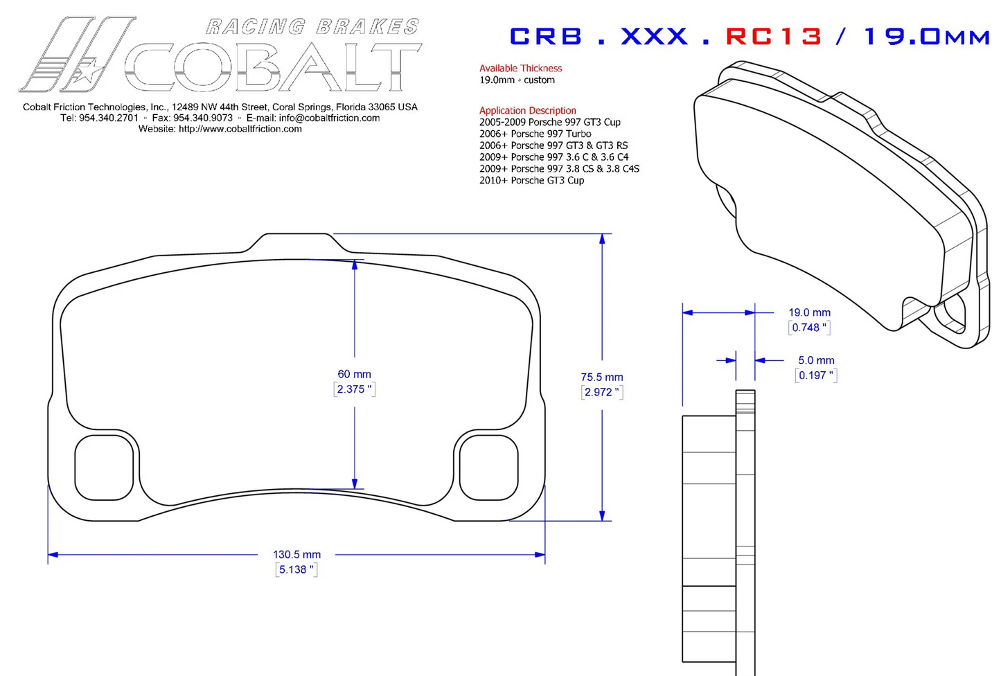 Cobalt Brake Pads RC13 Brake Pads (Rear)