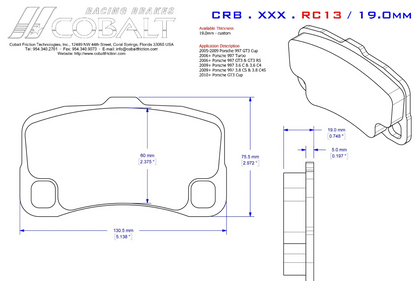 Cobalt Brake Pads RC13 Brake Pads (Rear)