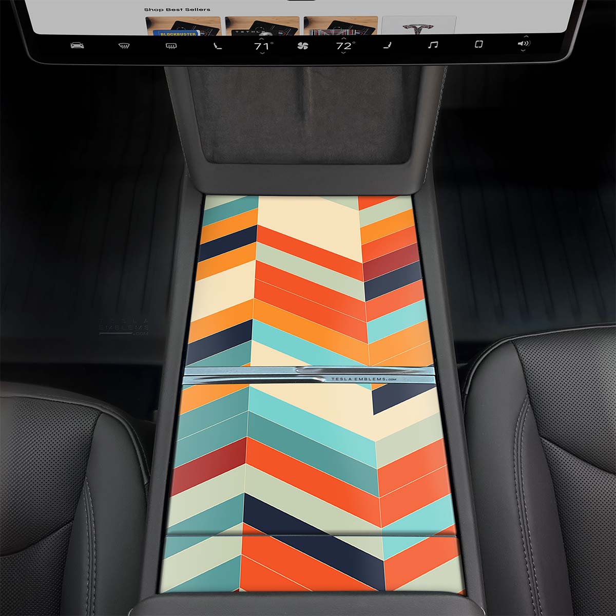 Colorful Herringbone | Tesla Center Console Wrap Kit | Model 3 '24-26 Refresh