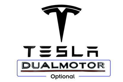 T Logo & Tesla Letters & Dual Motor Emblem Set | Tesla Model 3 & Model Y