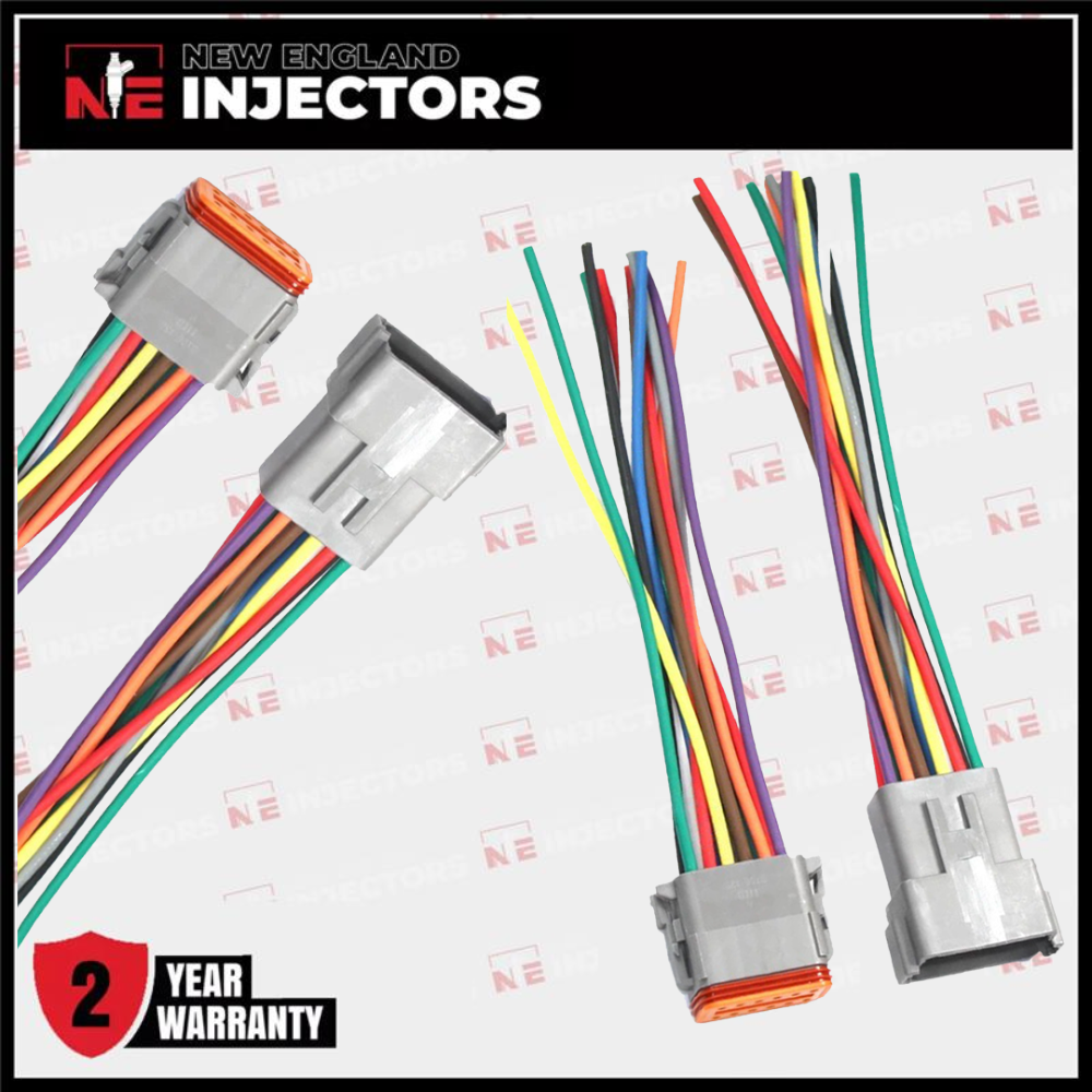 Deutsch DT 12 Pin Connector Kit Male & Female 18AWG 6" Pigtail Waterproof