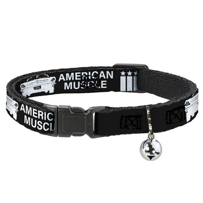 Breakaway Cat Collar with Bell - Ford Mustang Grill AMERICAN MUSCLE Stars and Stripes Black/White