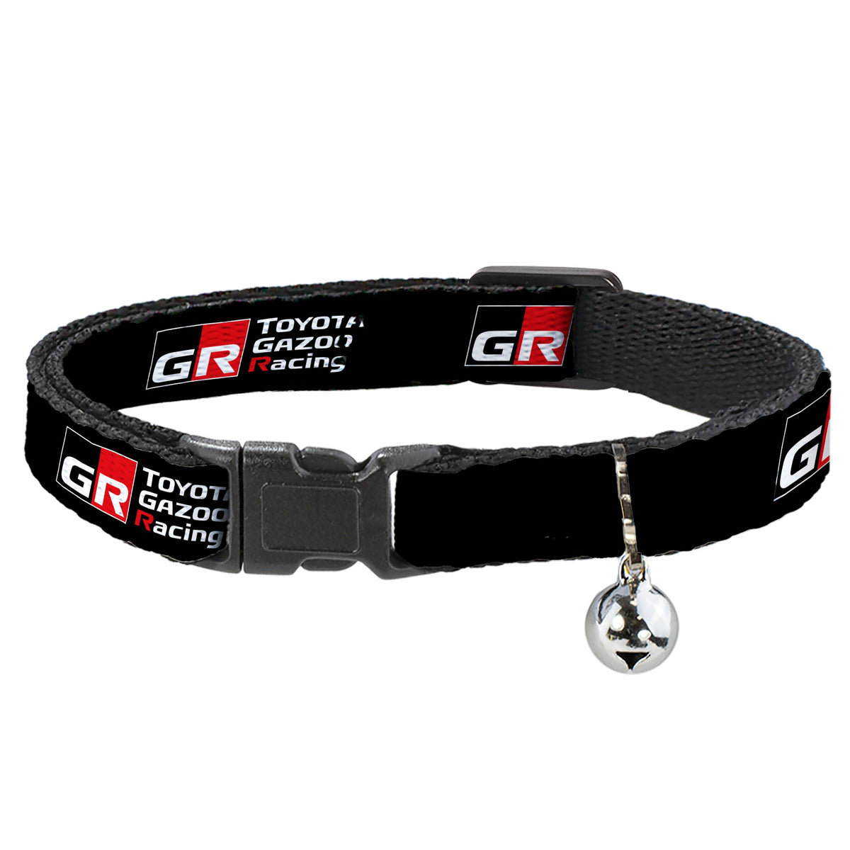 Breakaway Cat Collar with Bell - TOYOTA GAZOO RACING GR NORTH AMERICA Logo and Text Black/White/Red