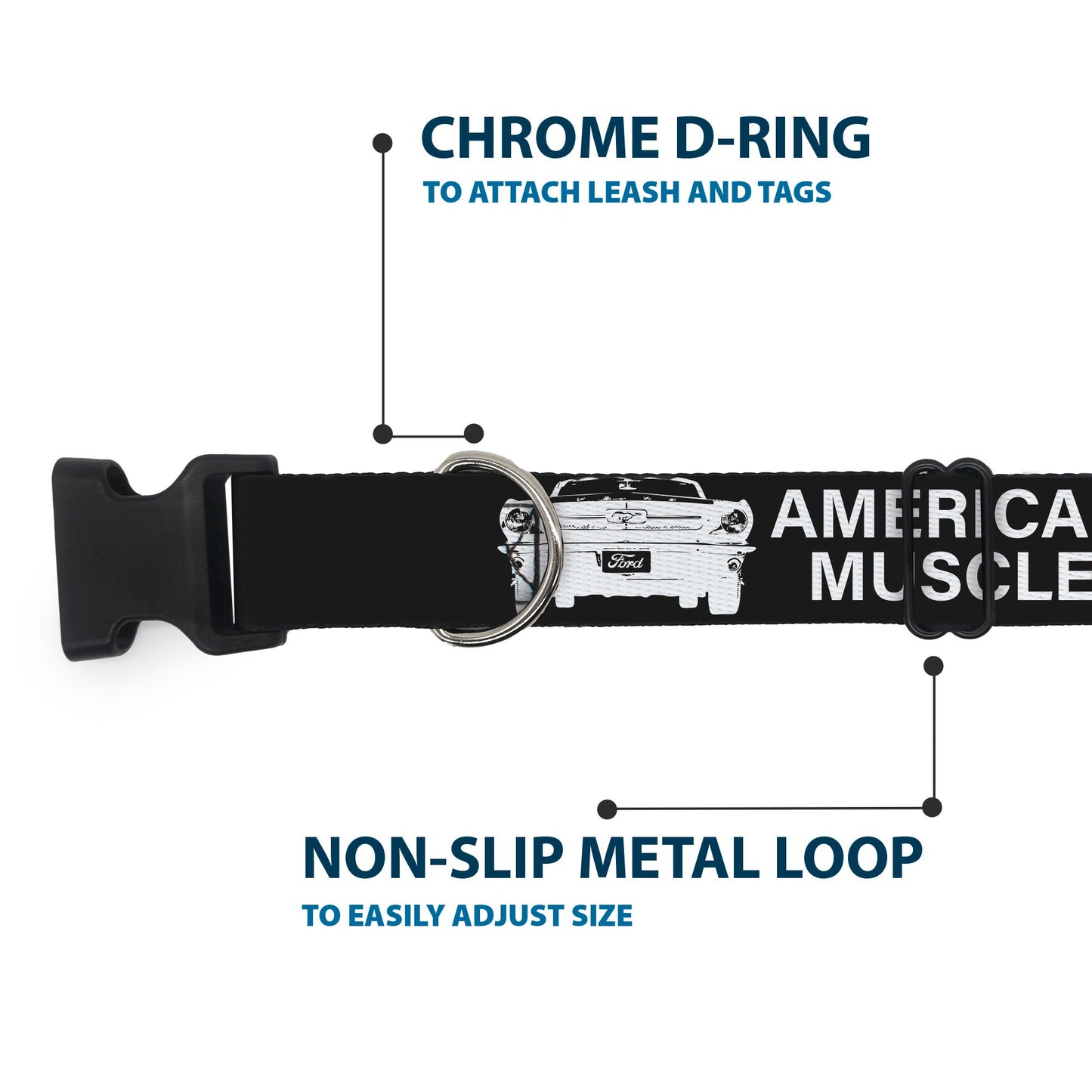 Plastic Clip Collar - Ford Mustang Grill AMERICAN MUSCLE Stars and Stripes Black/White